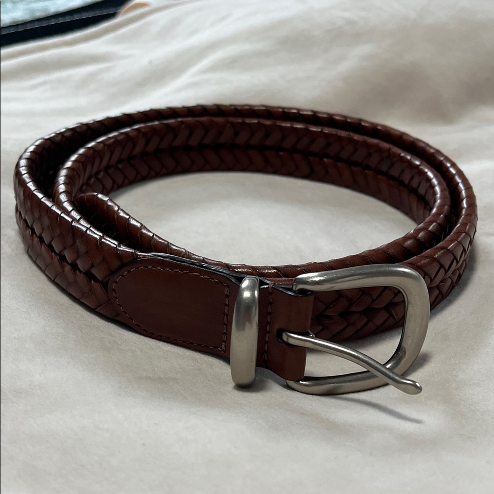New CoachMen's Braided Leather Belt - Brown